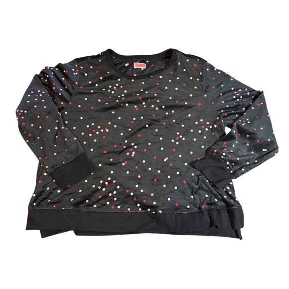 Kate Spade Pajamas New York Womens XXL Black & Red Polka Dot Velour Knit - Picture 4 of 7
